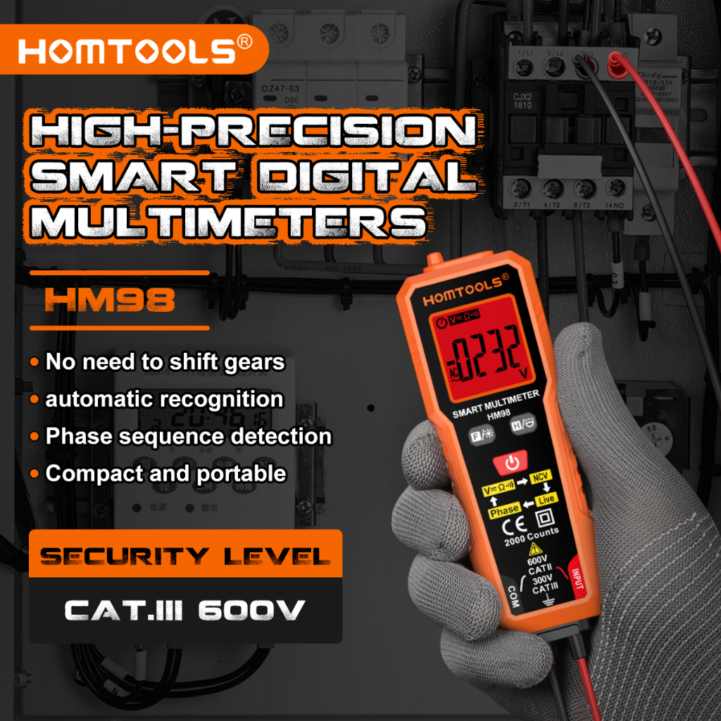 HOMTOOLS HM98 Digital Multimeter Testador de Tensão Inteligente Medidor de Tensão AC/DC Alcance de Medição Automática