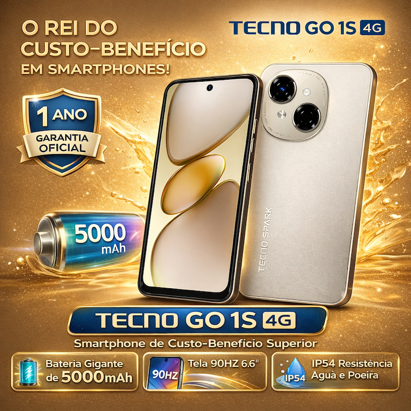 Celular Tecno Spark Go 1S 4G 6,67 5000mAh 90HZ IP54 smartphone Novo e original Versão Global