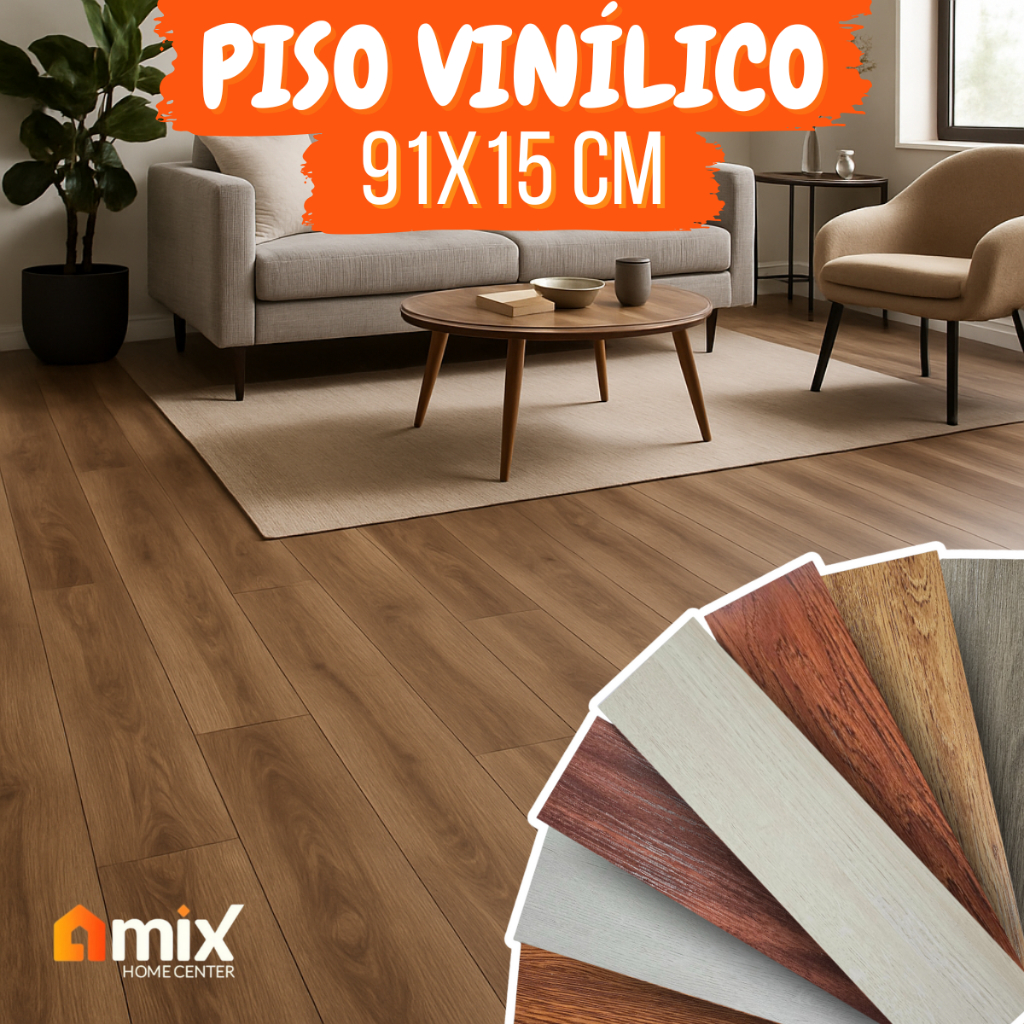 Kit 60 Pisos Adesivos Madeira Vinílico Lavável 91,4x15,2cm Auto Colante