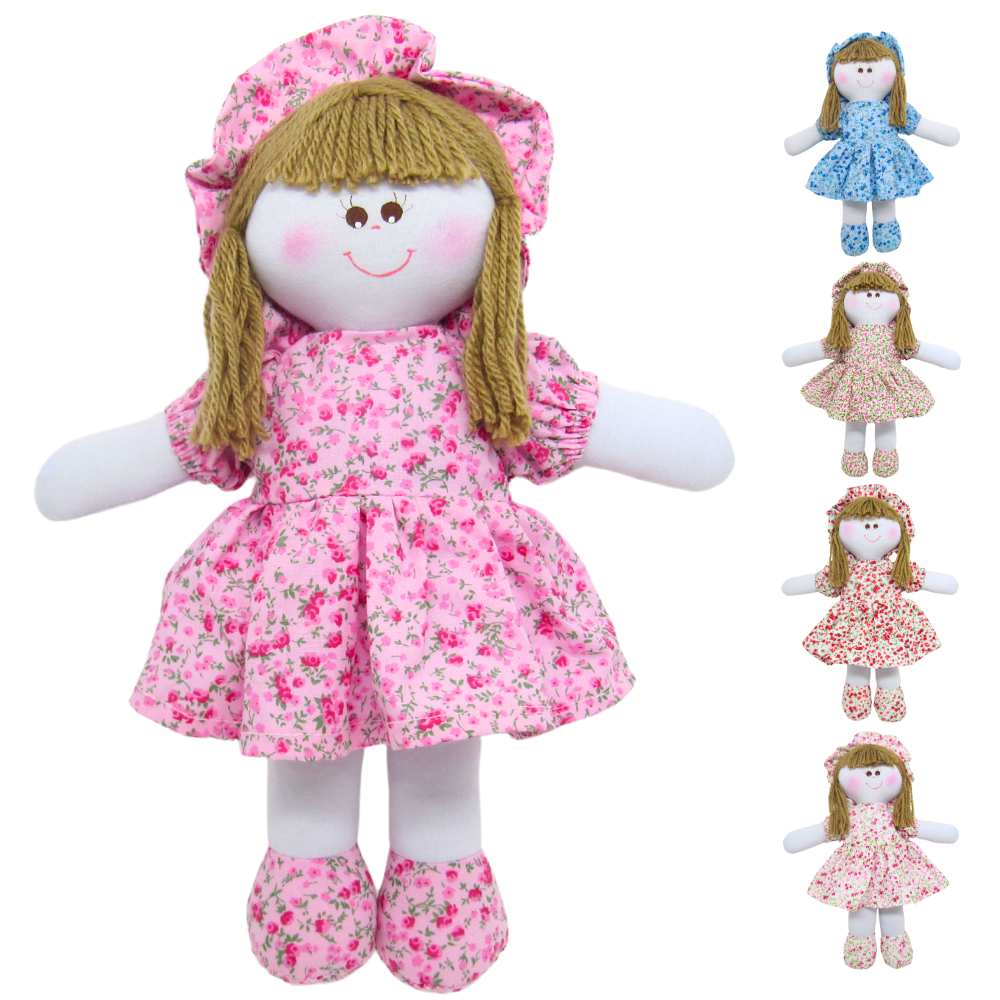 Boneca De Pano 30cm Com Vestido Estampas Sortidas - Infantil Antialérgico Artesanal Menina