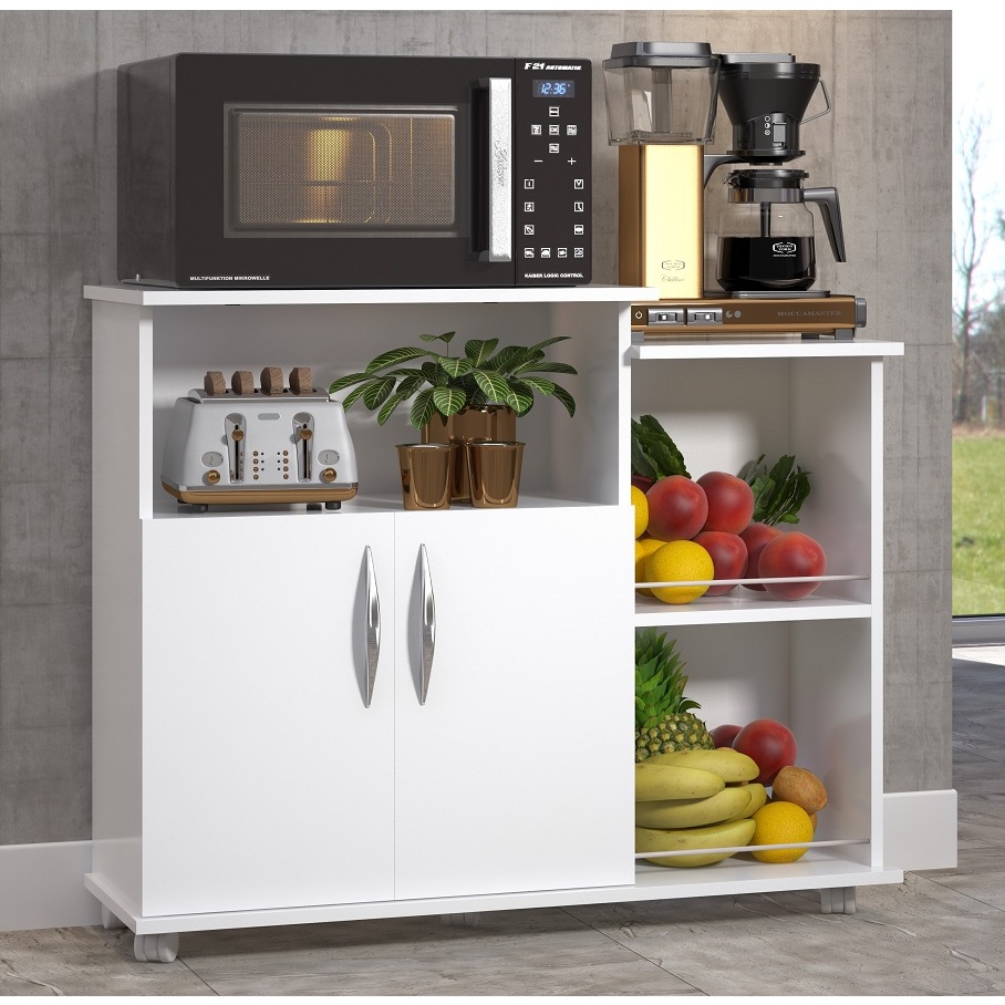 Armário Fruteira 2 Portas Com Nicho Multiuso Para Cozinha Branco