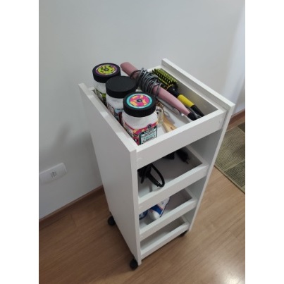 Carrinho Organizador Salão Estética Manicure Auxiliar Preto