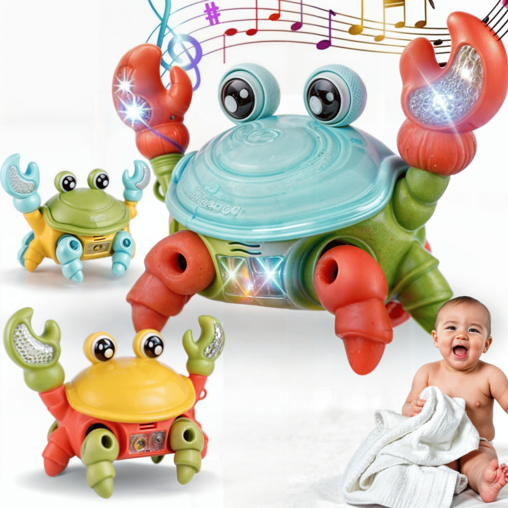 Brinquedo Caranguejo Fujão Musical Som Luz E Movimento Infantil Para Bebês Menino Menina