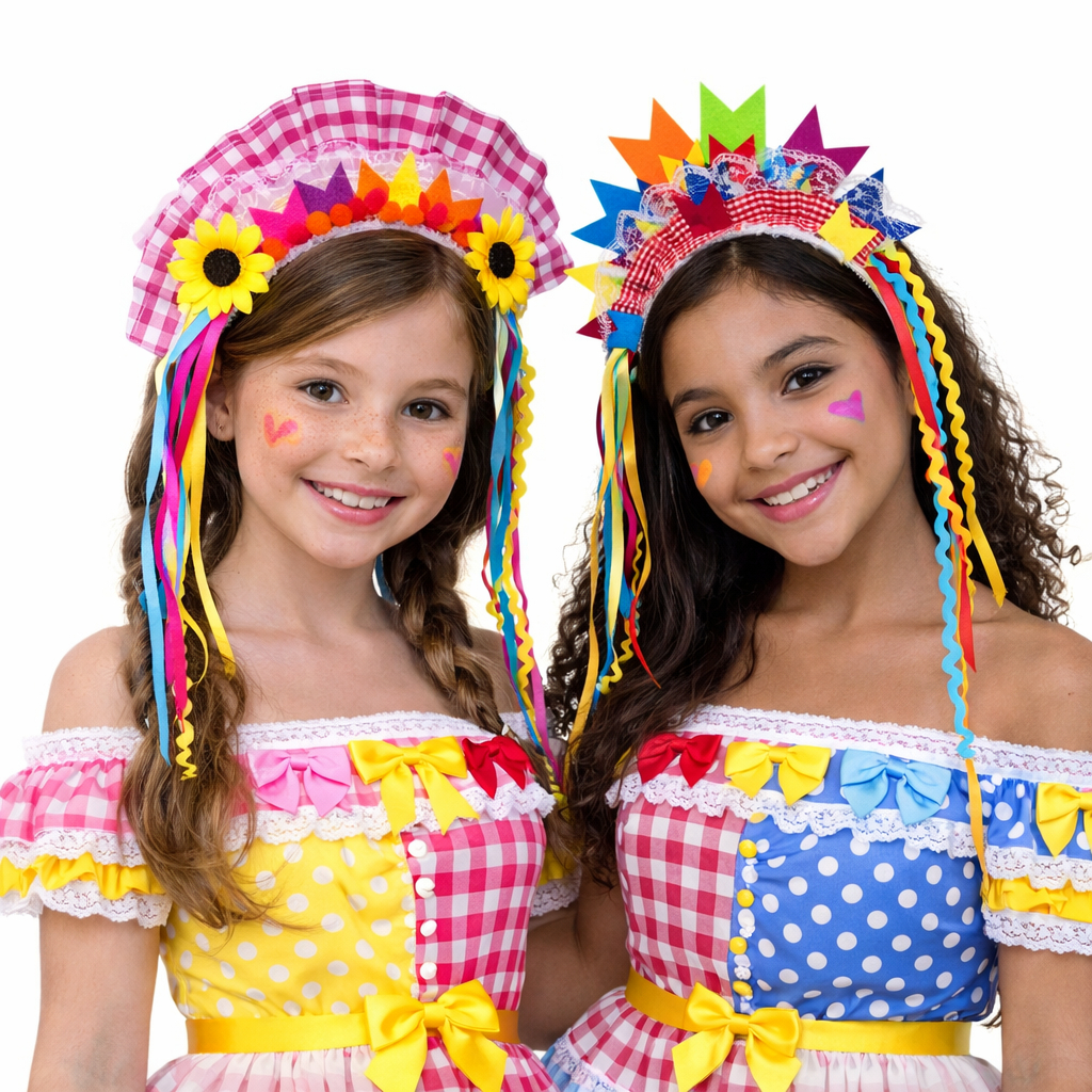 Tiara Caipira Infantil Com Bandeirinhas Coloridas Festa Junina São João