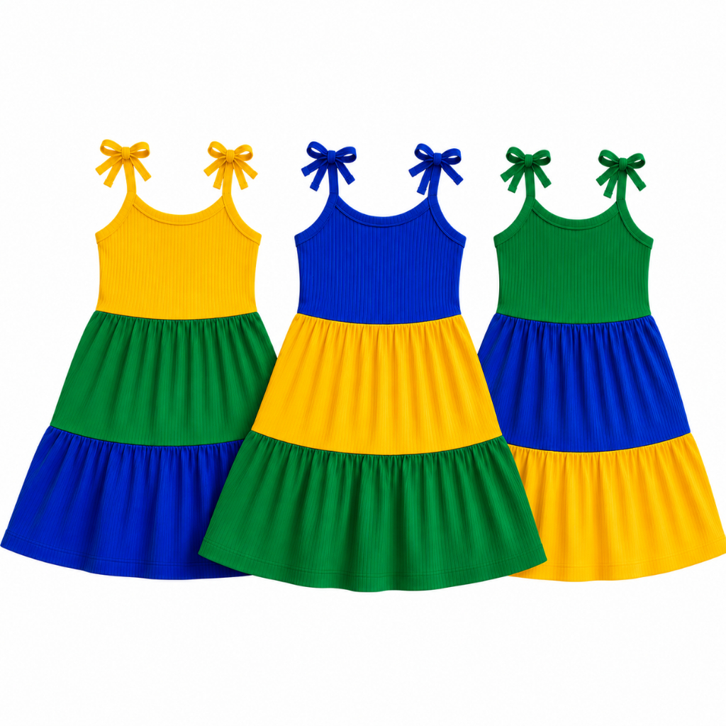 Vestido Infantil Brasil Copa do Mundo Canelado 3 Marias estiloso Verão