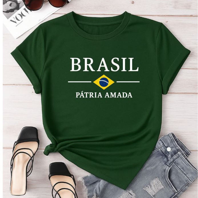 Camiseta Camisa Masculina Feminina Em Algodão Blusa T-shirt Copa do Mundo Bandeira do Brasil