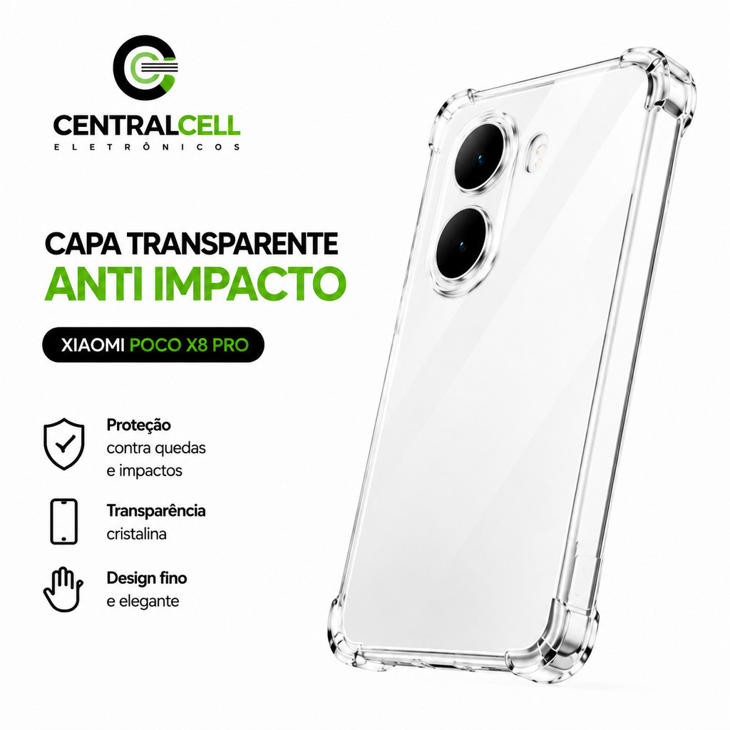 Capa Para Xiaomi Poco X8 Pro Transparente Reforçada Anti Impacto Ultra Proteção
