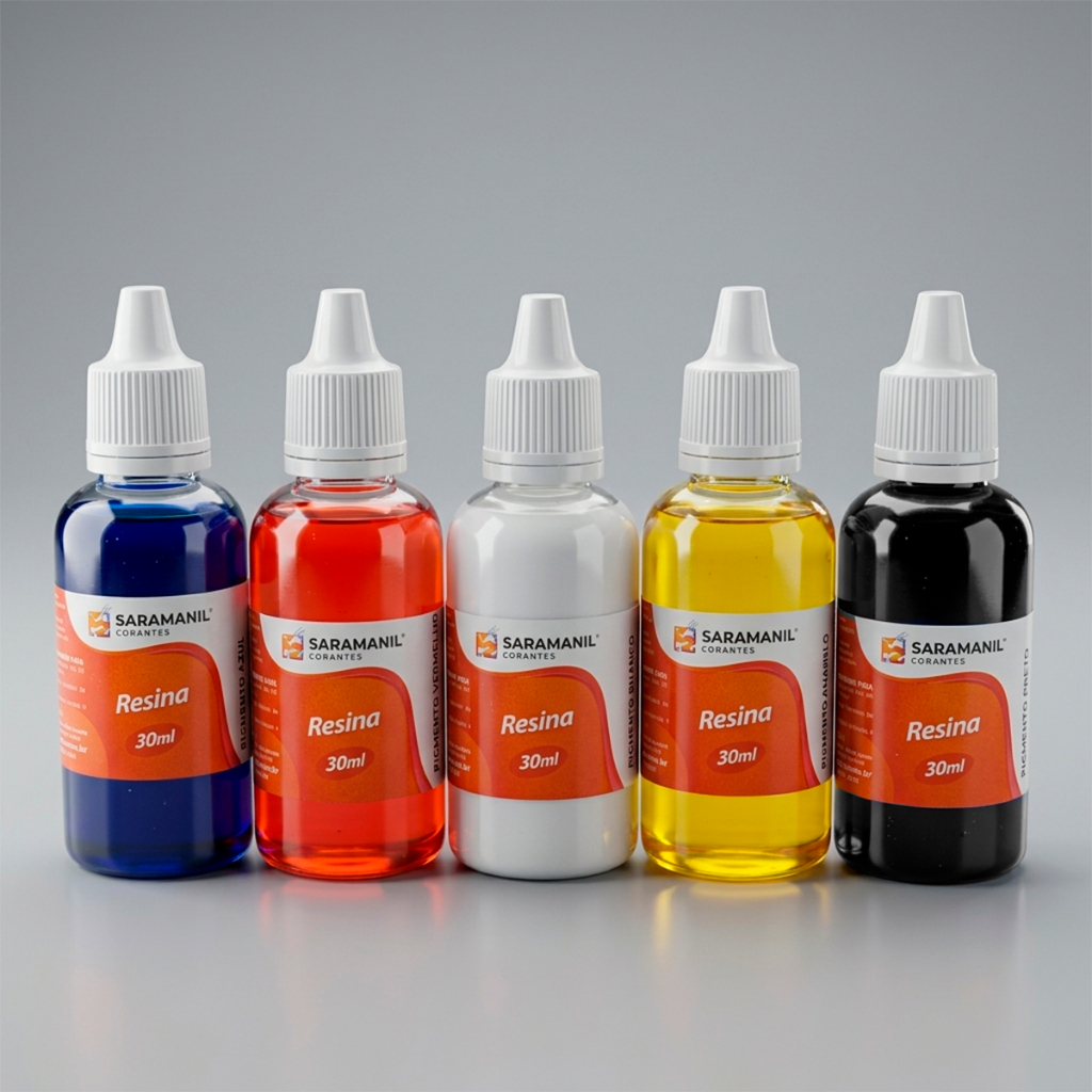Kit 5 Pigmentos Líquidos para Resina Saramanil Corantes Epóxi 30ml