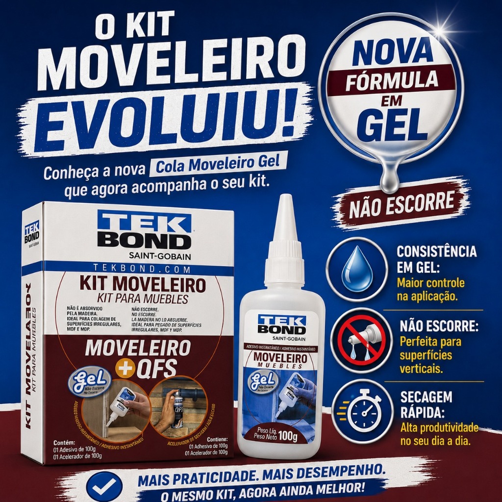 Kit Moveleiro Cola 100gr + Acelerador De Secagem QFS Tekbond