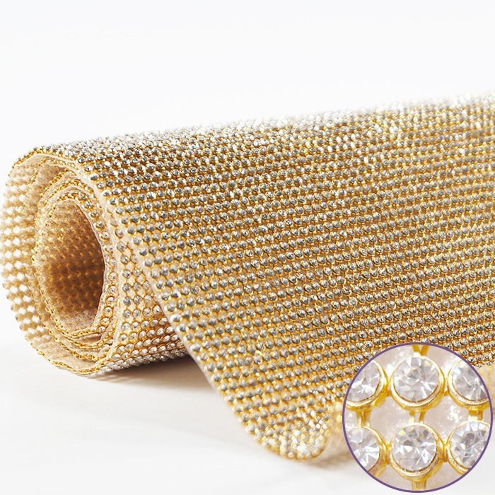 Manta de Strass 20 fileiras Original Para Artesanato Chinelo Dourada Prata Fio Strass Manta chinelo