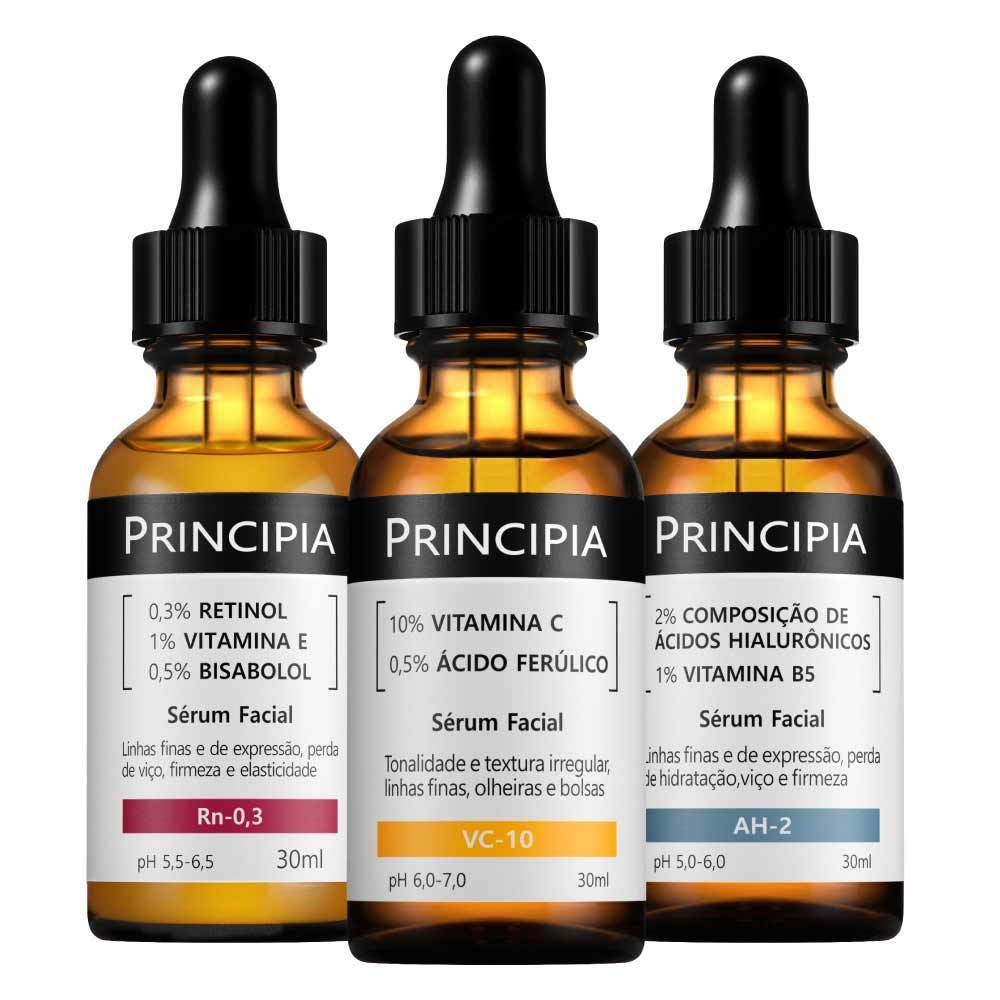 Princpia kit Rejuvenescedor Essencial - Sérum Vitamina C + Retinol + Ácido Hialurônico + nc-10