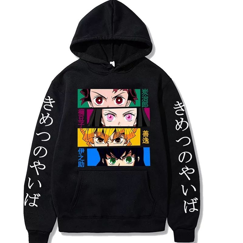 Moletom Blusa de Frio Anime Demon Slayer Kimetsu No Yaiba Harajuku Homme Canguru
