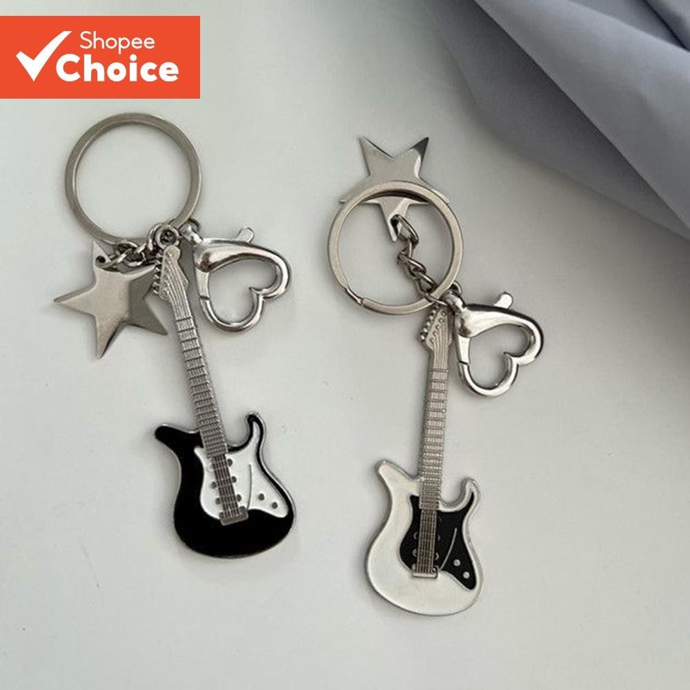 Chaveiro Com Pingente De Guitarra E Estrela Y2K Era-Acessório Fofo Legal Para Casais , Enfeite De Bolsa Do Milênio